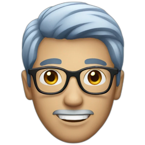 A man with a dark blue hair and wearing glasses  emoji