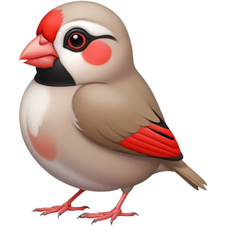 Java sparrow squashed by two hands like 🫸🐦🫷 but the color of the bird is white and beak is red emoji