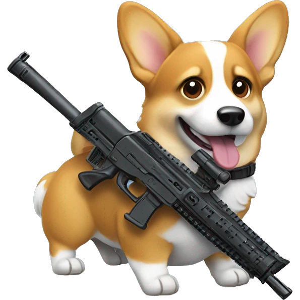corgi with machine gun emoji