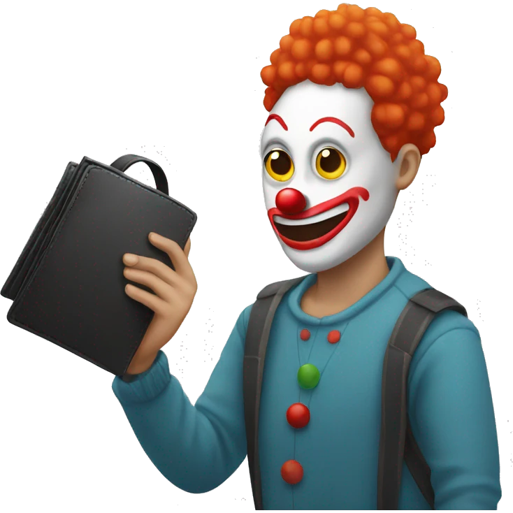 person with a clown faceholding empty wallet emoji