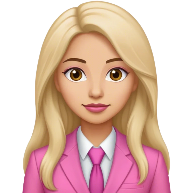 long hair white latina sales rep in pink suit emoji