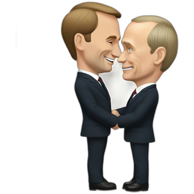 vladimir putin avec emmanuel macron qui s’embrassent emoji