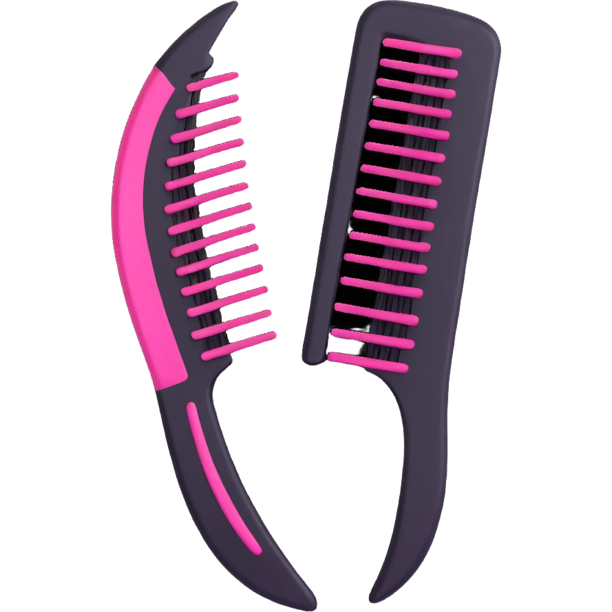 realistic 3D gothic hair comb with black and pink details, minimal and elegant emoji
