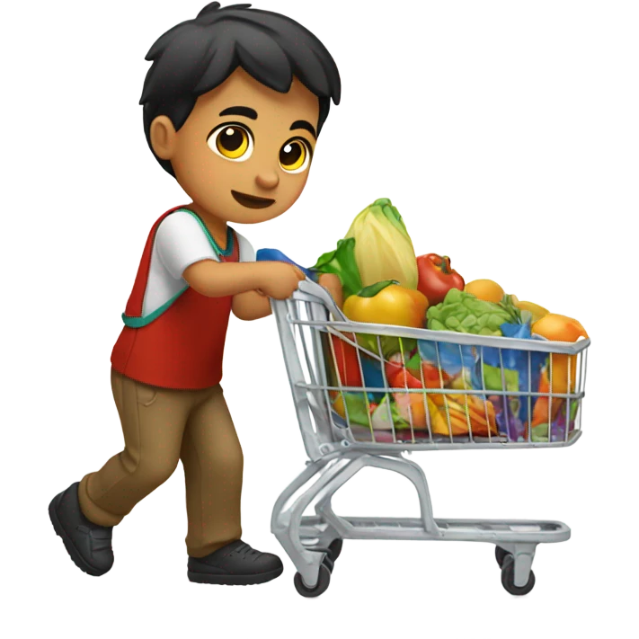mexican kid with shopping cart emoji
