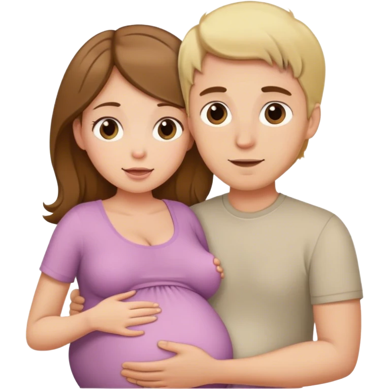 Pregnant brown-haired woman with blonde husband emoji