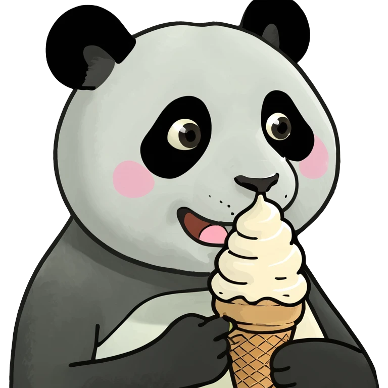 Panda eating ice cream emoji