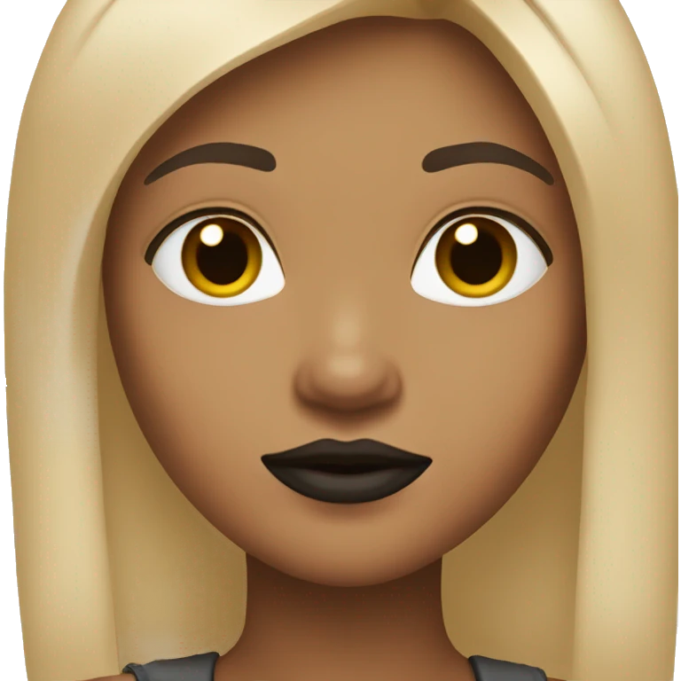 Light skin girl with black straight here and brown lips emoji