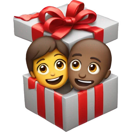 open gift with two unkown people inside emoji