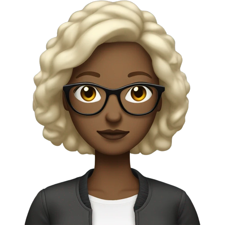 a white woman, basic style with simple, natural hair and minimal makeup, with glasses and macbook, and accessorizes with a watch , reflecting modern practicality. emoji