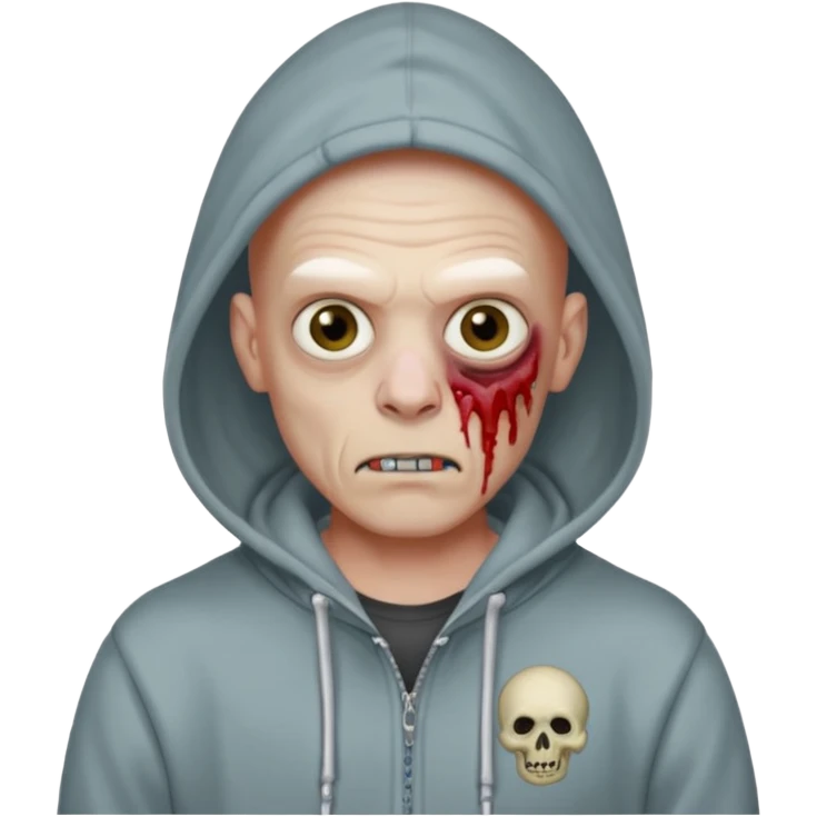 bald zombie with "VOVA MALTSEV" hoodie emoji
