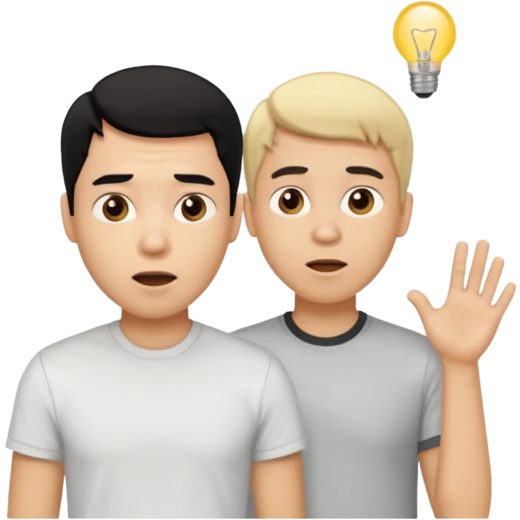 light skin black hair man surprised talking with a light skin and blonde hair man emoji