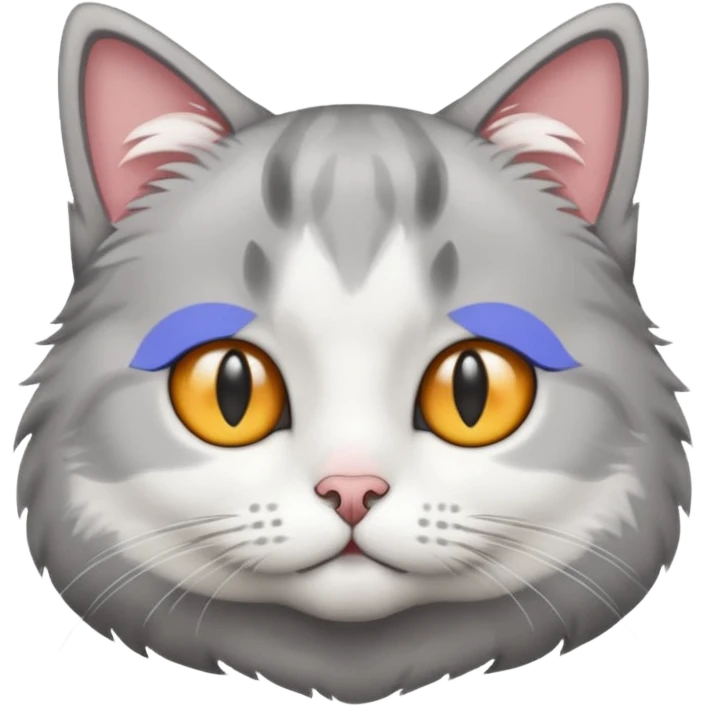 Make a cat be grey white not so fluffy emoji