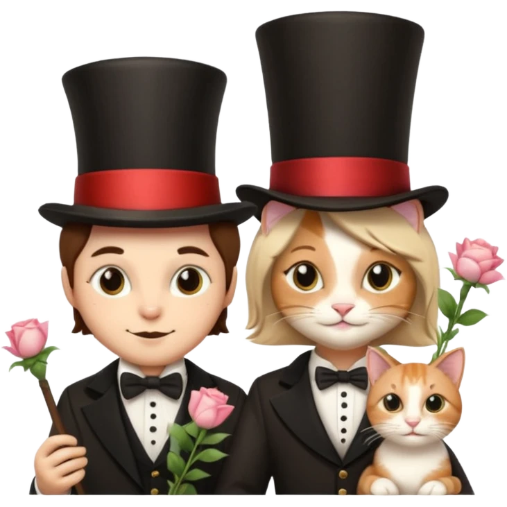 magician couple and their pet cat emoji
