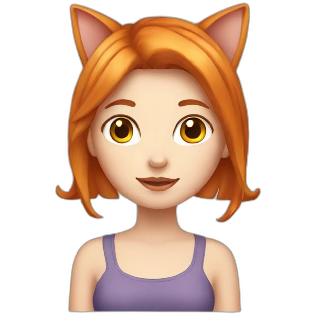 white redhead girl with cat ears emoji