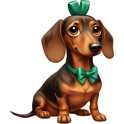 dachshund dog with a bow on his head emoji