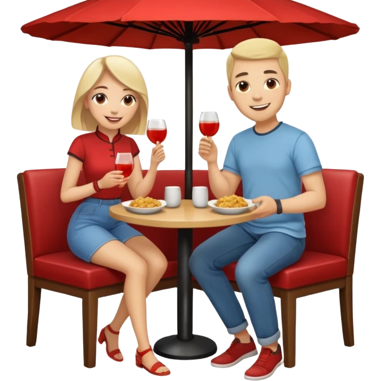 ligth couple having dinner at a chinese restaurant full body emoji