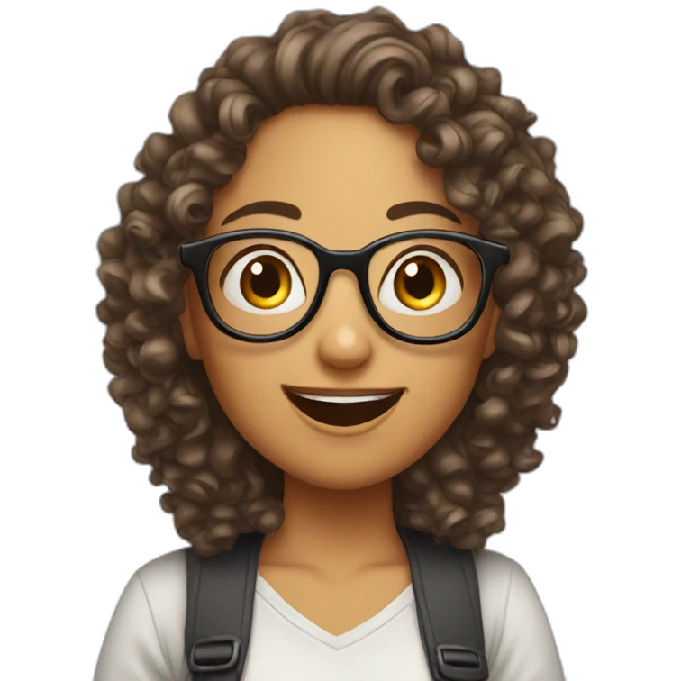 crazy girl con curly girl and glasses emoji