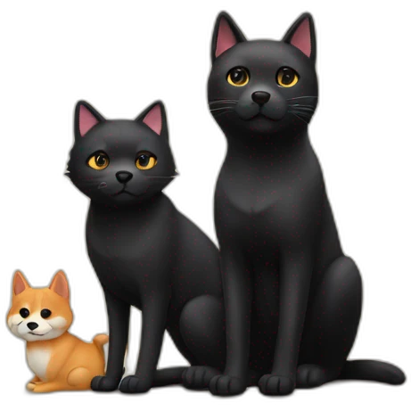 black cat friend with shiba dog emoji