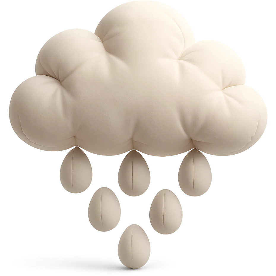 plush cloud with falling hailstones, cushion style, soft plush look emoji