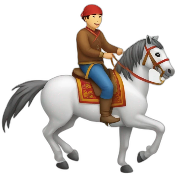 kyrgyz on the horse, white background emoji