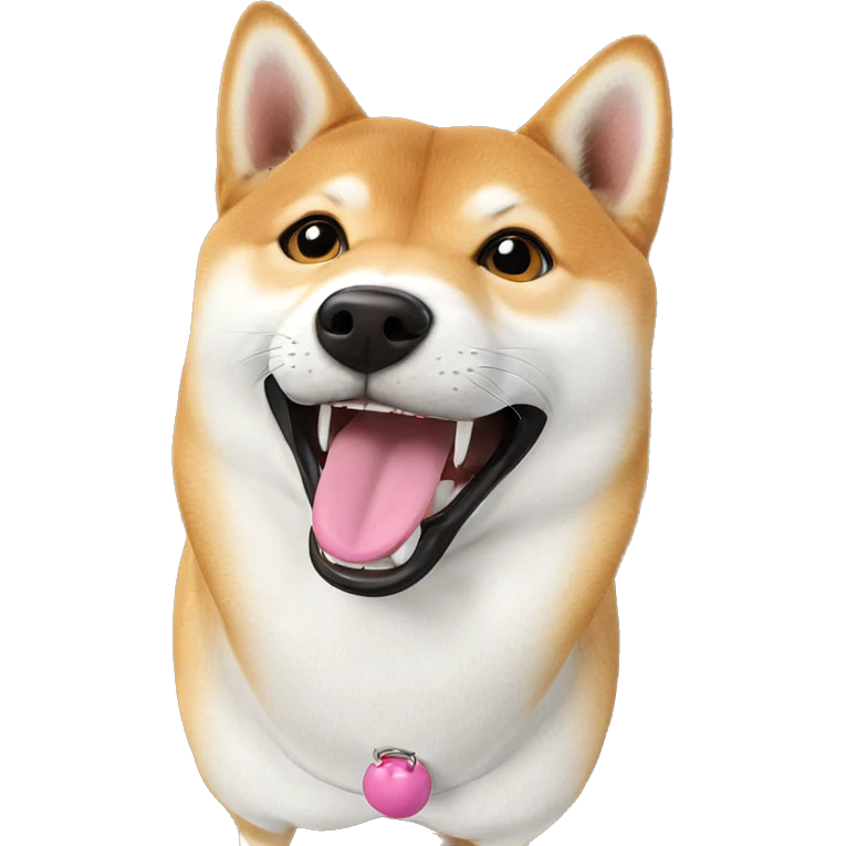 playful shiba inu with tongue emoji