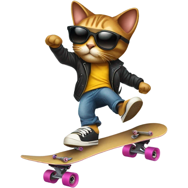 a cool cat doing a kickflip  emoji