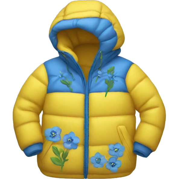 Yellow down jacket with blue flowers emoji