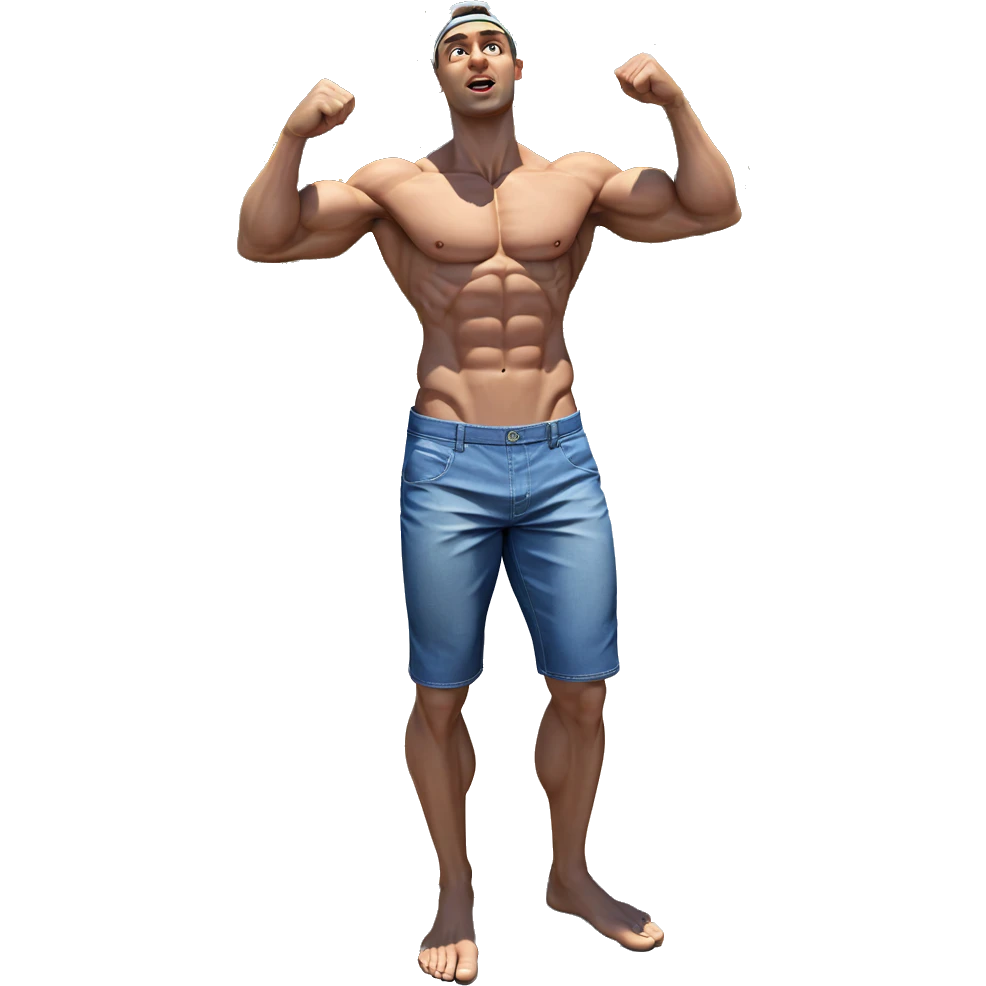 muscular boy under blue sky emoji