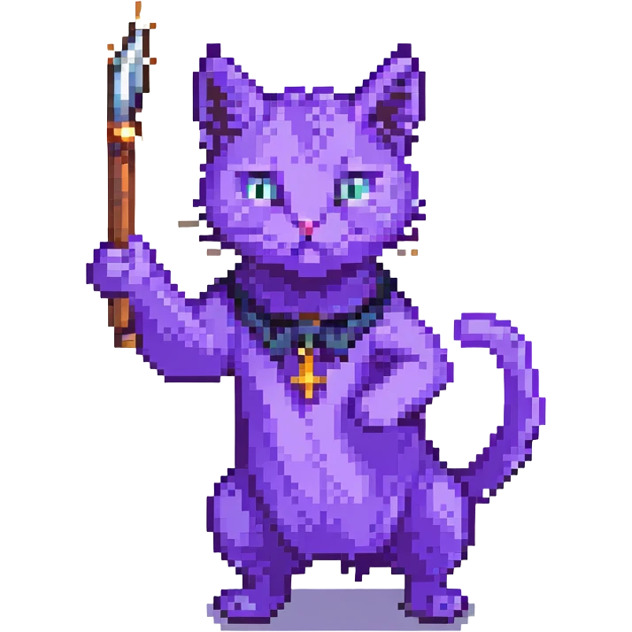 purple cat casting a spell emoji