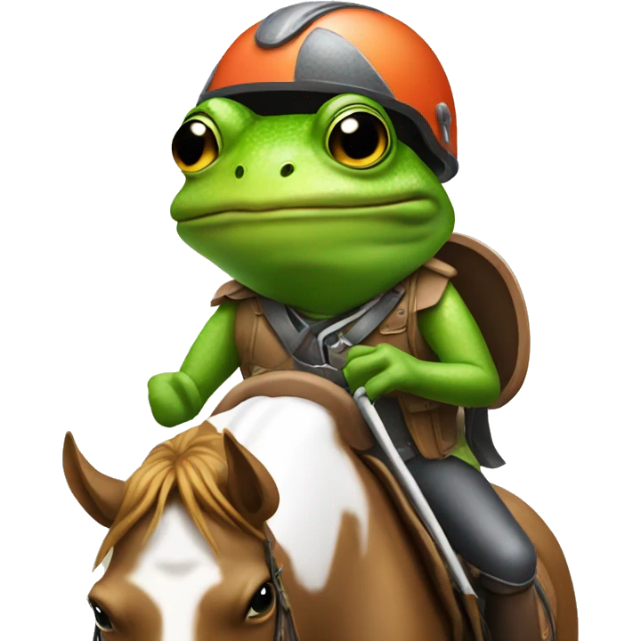 frog wearing a helmet riding a horse emoji