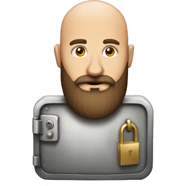 Large bald make with brown beard unlocking a safe emoji