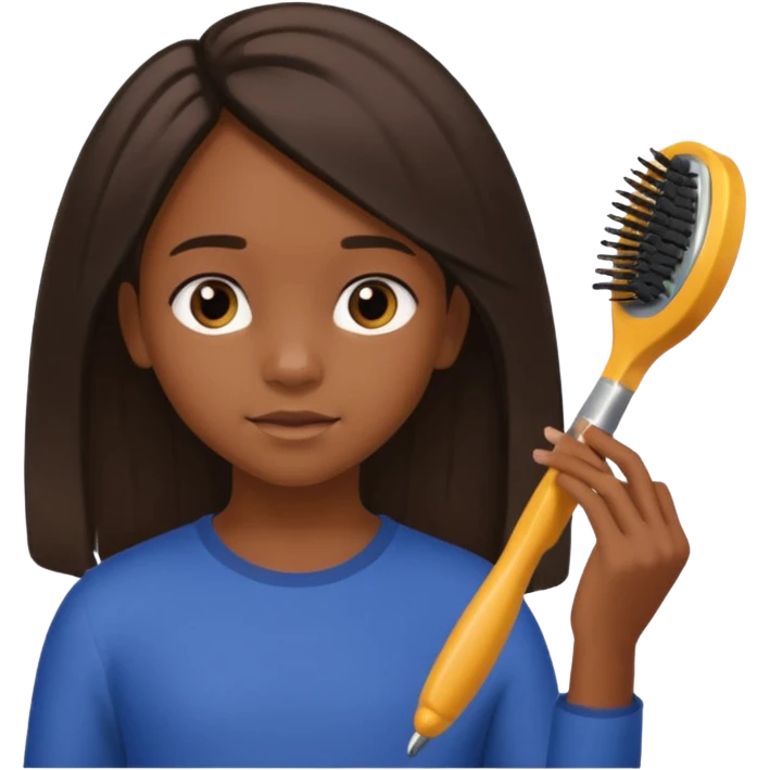 A black 12 yr old girl brushing her shoulder length hair emoji