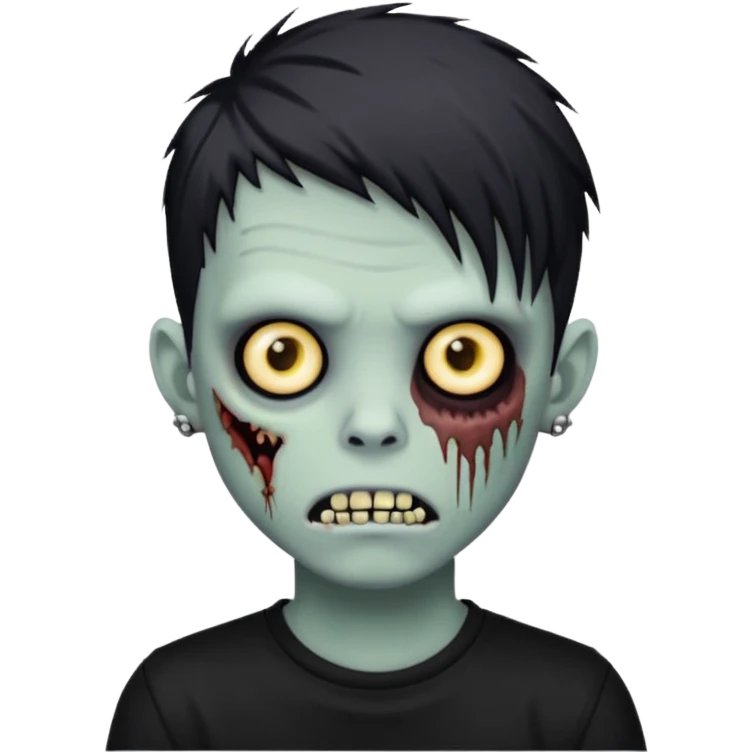 zombie boy with piercings emo hair and black shirt emoji