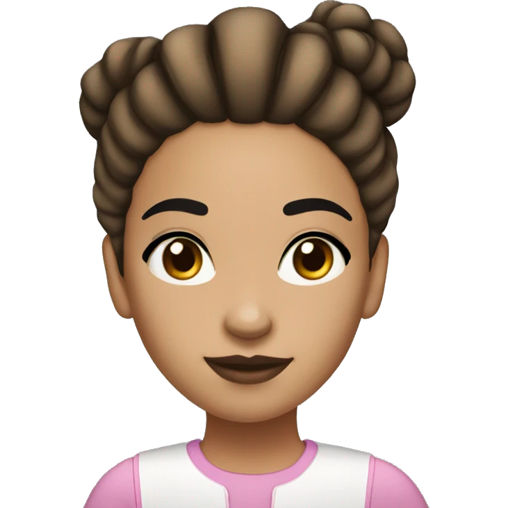 Light skin girl with bun Brown hair very thick black eyebrows  emoji