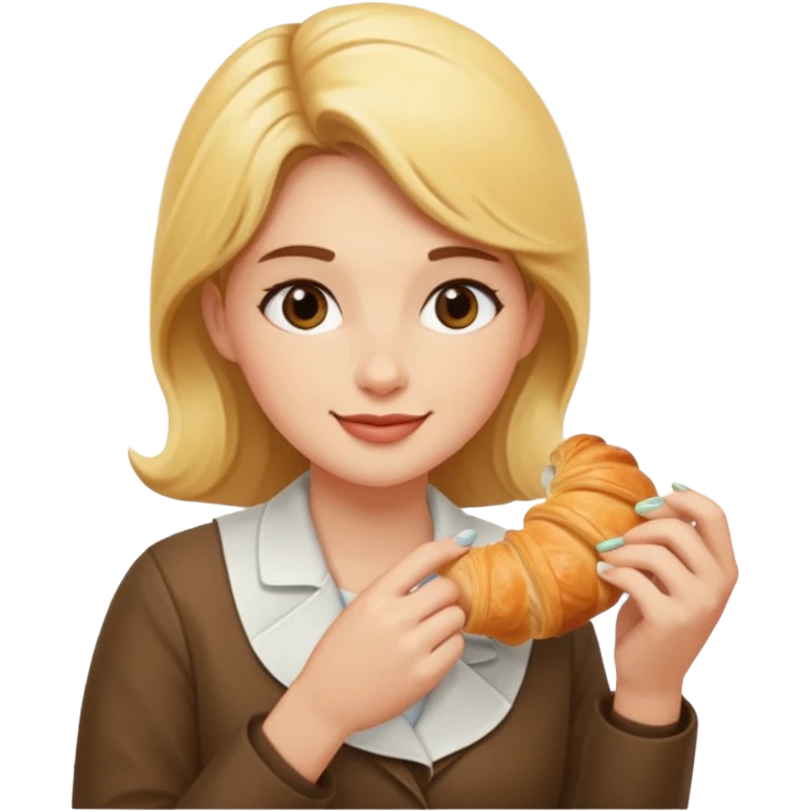 Белокожий бариста ест круассан emoji