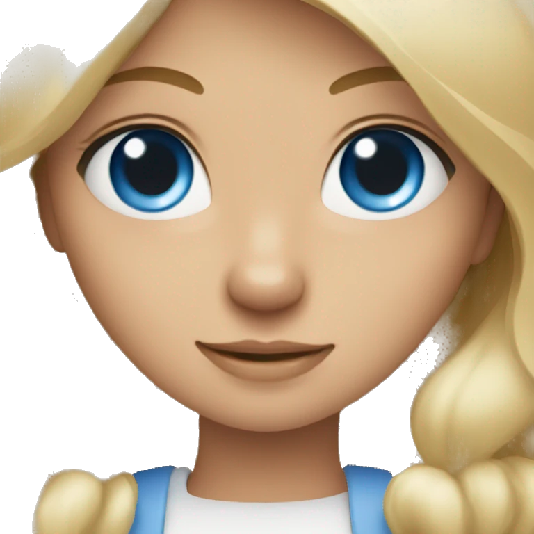 Blonde girl blue eyes holding spitz  emoji