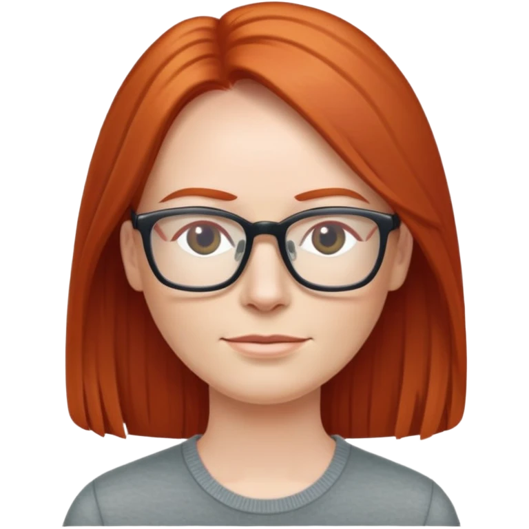 middle age Red head long straight hair pale skin wearing glasses emoji