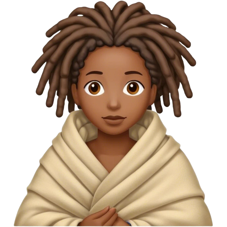 Black woman with locs in a blanket emoji