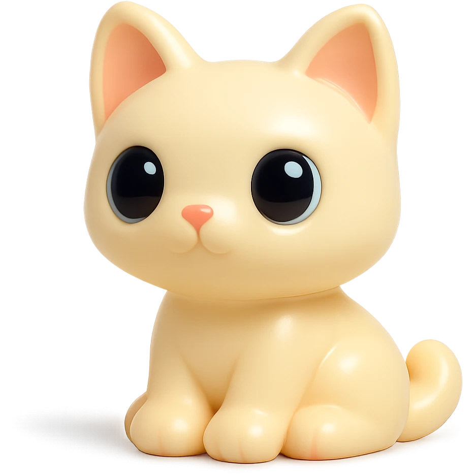 cute cat, big eyes, sitting pose, vinyl figure style emoji