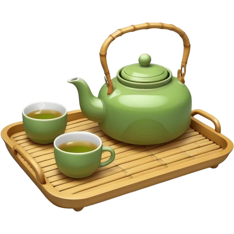 japan bamboo tray with a teapot and cup emoji