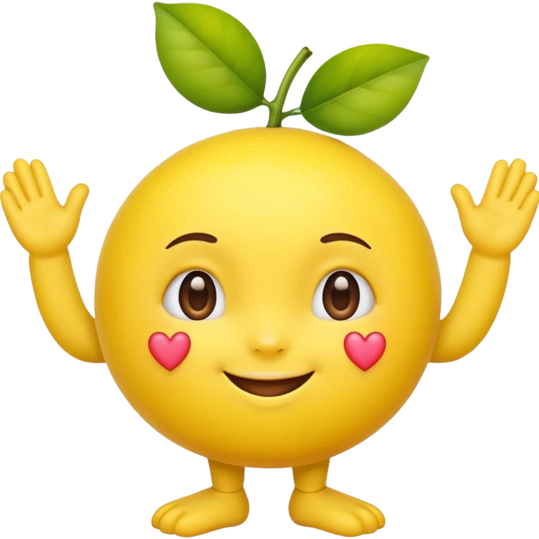 lemon with face emoji, lovely expression, heart eyes, hands and legs, cute emoji