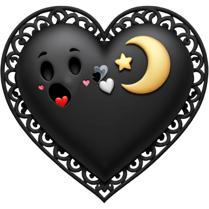 goth heart with a black lace heart moon emoji