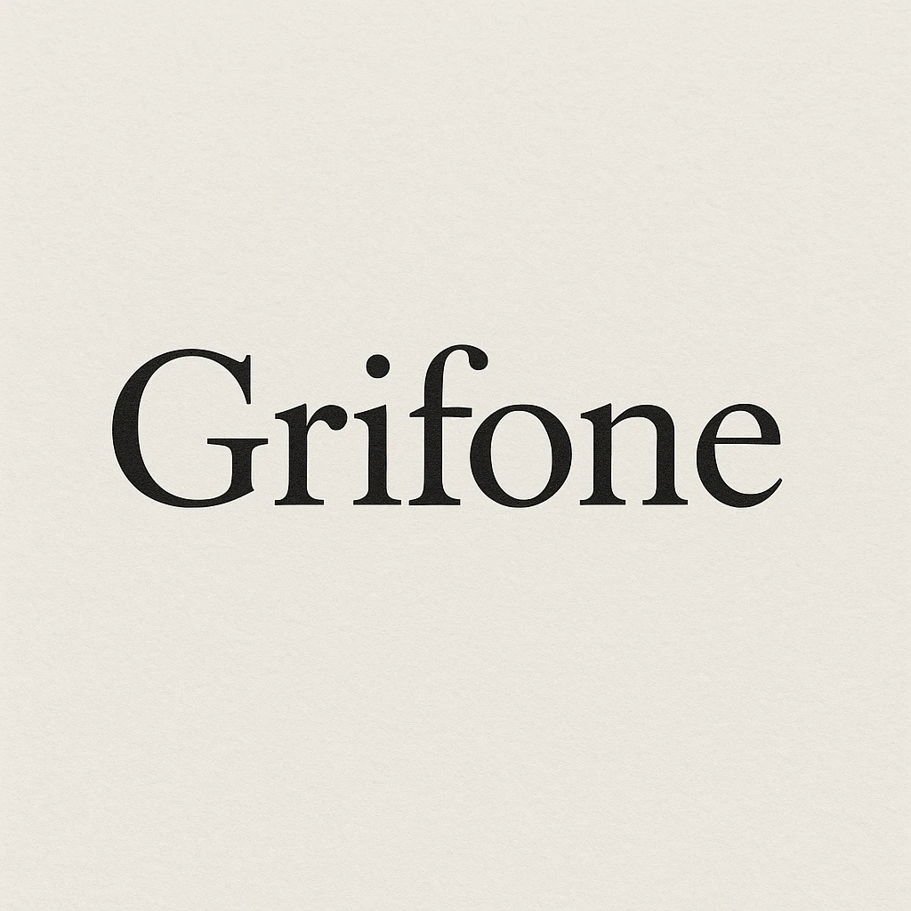 the word 'Grifone' in a classic serif font, elegant and timeless emoji