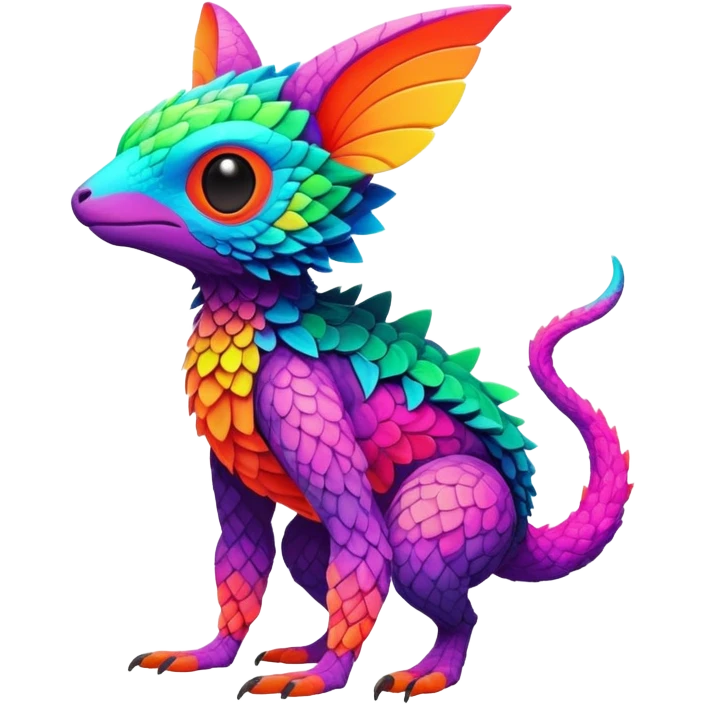 lush vibrant-colored colorful neon-colored Fakémon-Trico-creature (full body) emoji