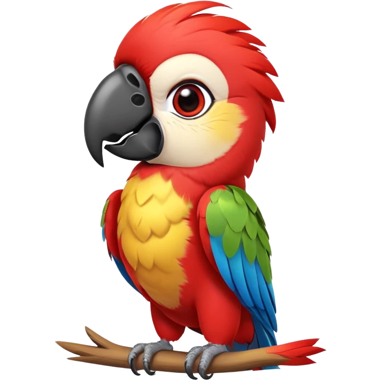 cinematic-cute-macaw-portrait-emoji,-head-tilted-playfully-and-inquisitively,-with-a-dazzling-red-plumage-and-round,-sparkling-eyes-filled-with-charm,-simplified-yet-irresistibly-adorable-features,-highly-detailed emoji