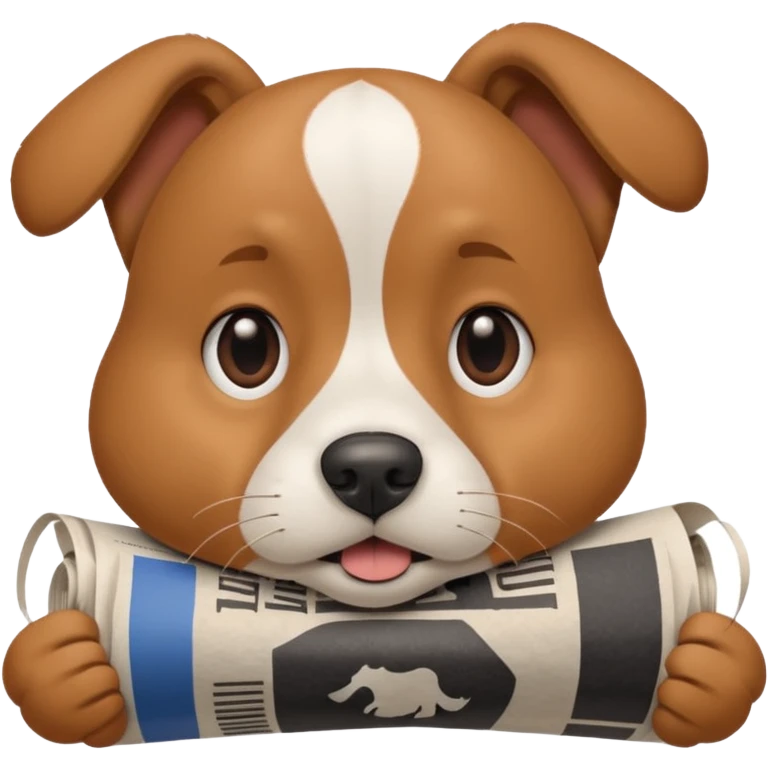 Friendly dog getting bopped on the nose by a newspaper. emoji