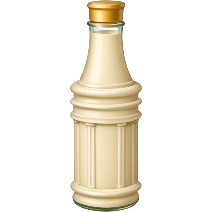 Creamy salad dressing in a bottle shaped like a roman column emoji