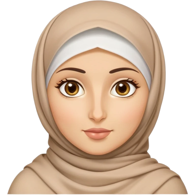 Hijabi, very fair skin, arab nose, doll like face, almond shaped hazel eyes emoji