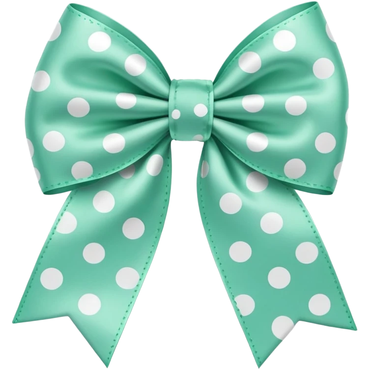 mint green bow with white dots emoji