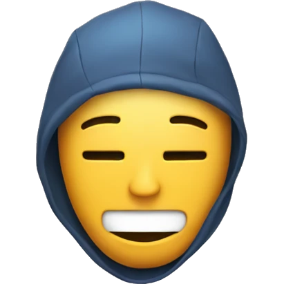 A man holding a mask that looks like he’s smiling while hiding a sad face  emoji